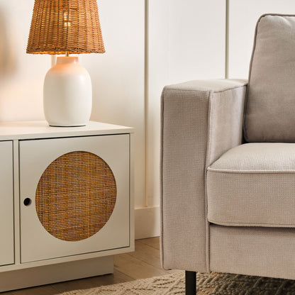 Table Lamp White Ceramic Base With Rattan Shade Bedside Lamp For Hallway Lounge