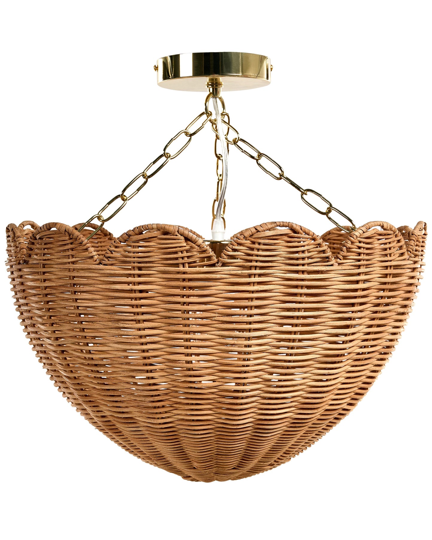 Pendant Lamp Natural Rattan Scallop Flush Mount Vintage