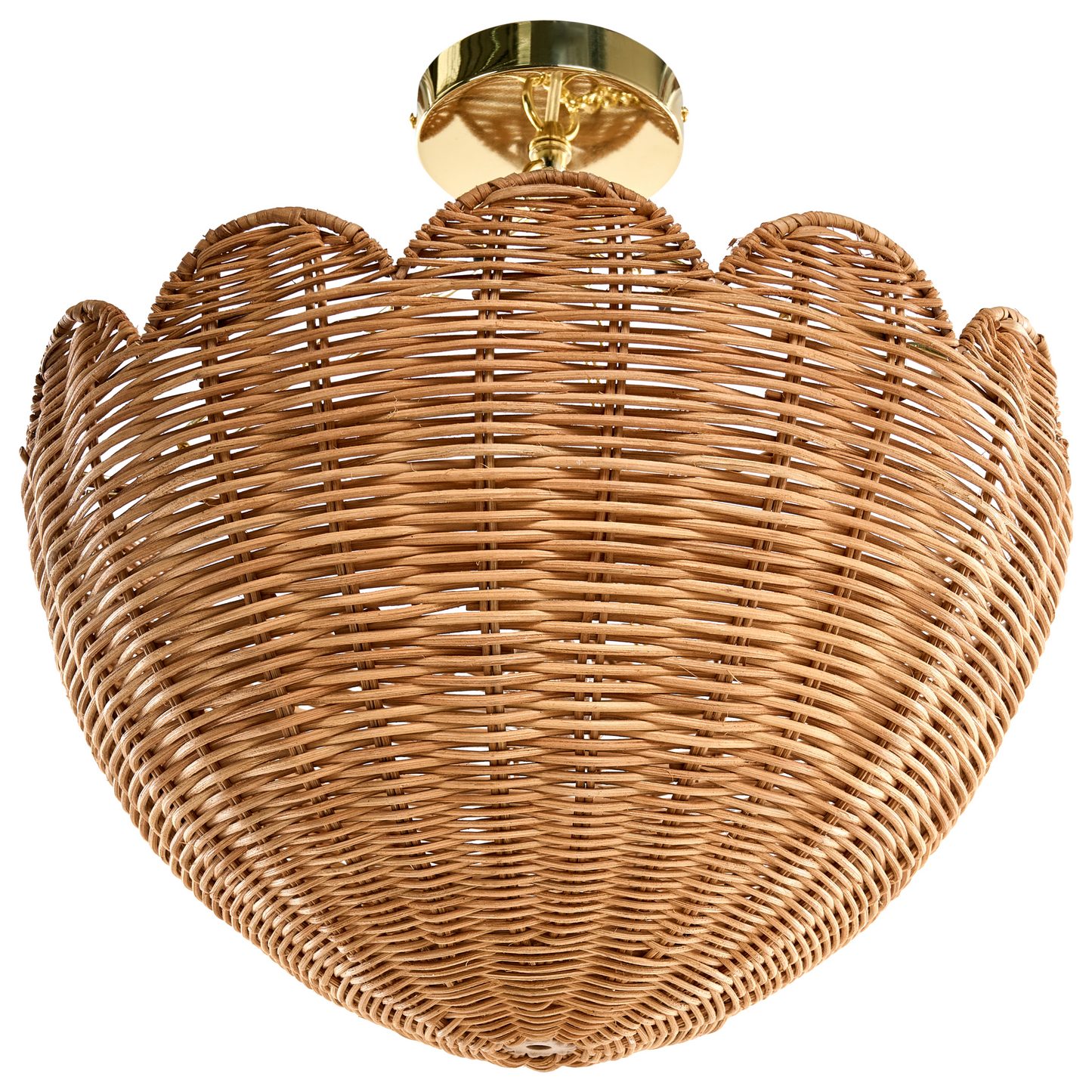 Pendant Lamp Natural Rattan Scallop Flush Mount Vintage