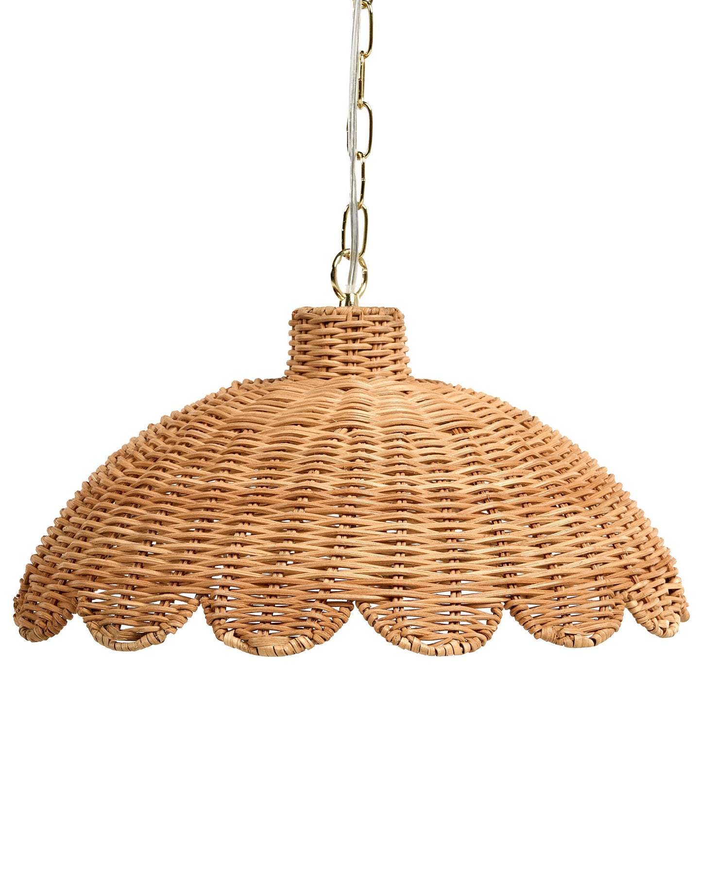 Pendant Lamp Natural Rattan Scalloped Edge Flush Mount