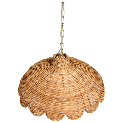 Pendant Lamp Natural Rattan Scalloped Edge Flush Mount