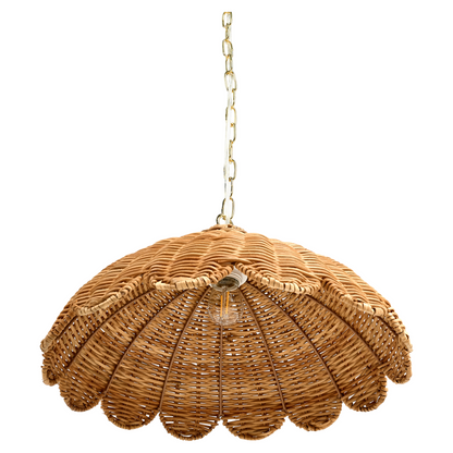 Pendant Lamp Natural Rattan Scalloped Edge Flush Mount
