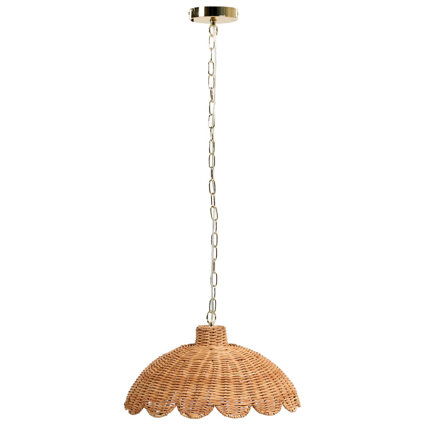 Pendant Lamp Natural Rattan Scalloped Edge Flush Mount