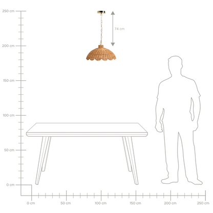 Pendant Lamp Natural Rattan Scalloped Edge Flush Mount