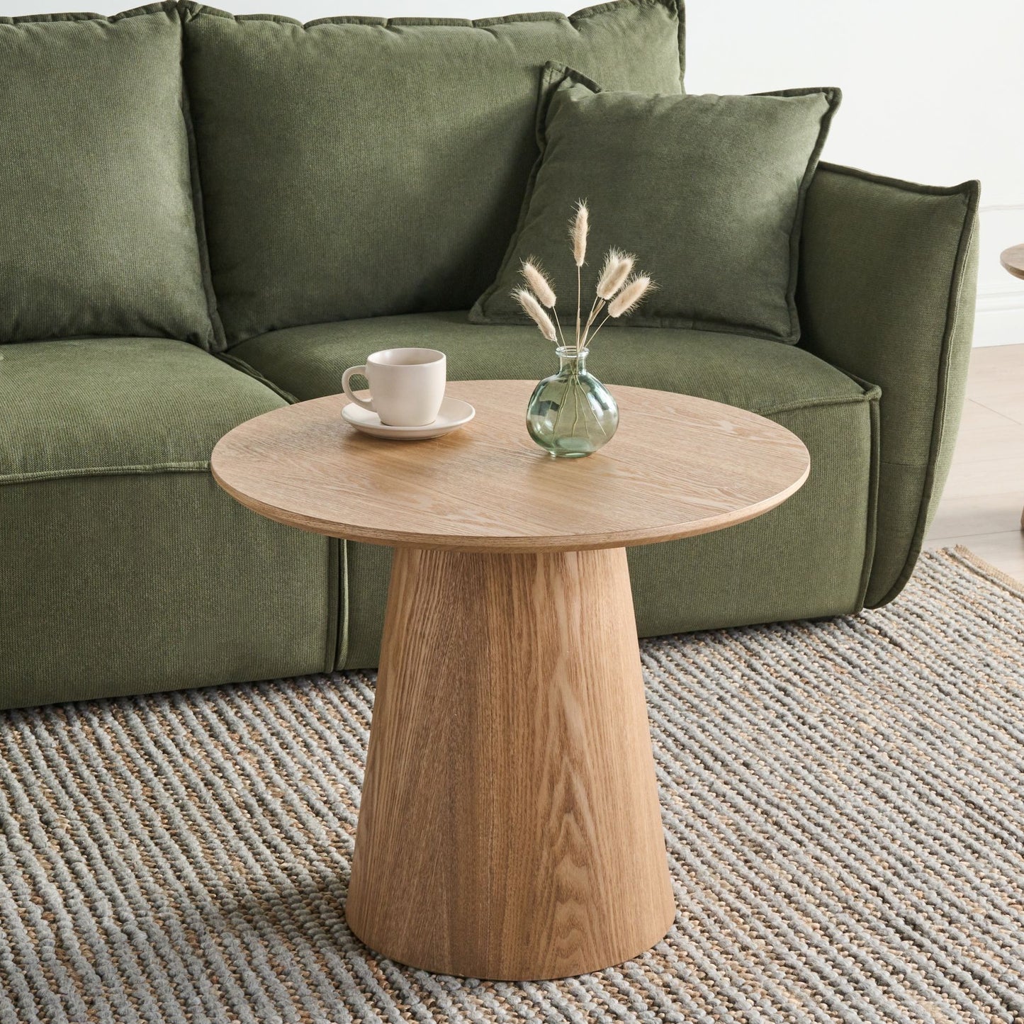 NordicNest Coffee Table Ash Veneer 60x60cm Light Brown MDF Top