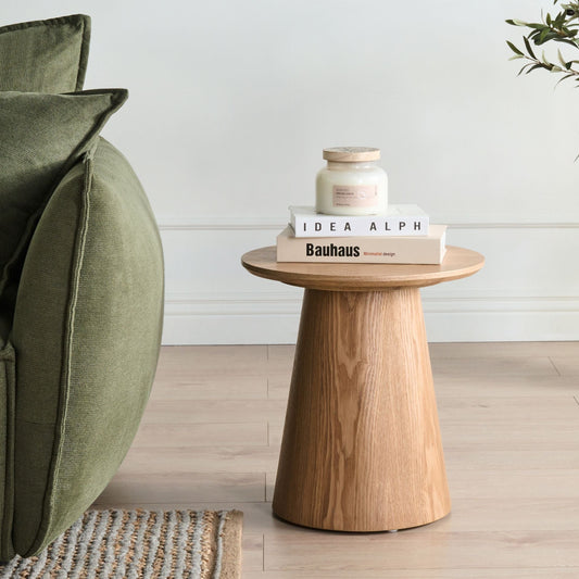 NordicNest Side Table Light Brown MDF Ash Veneer 41x41cm