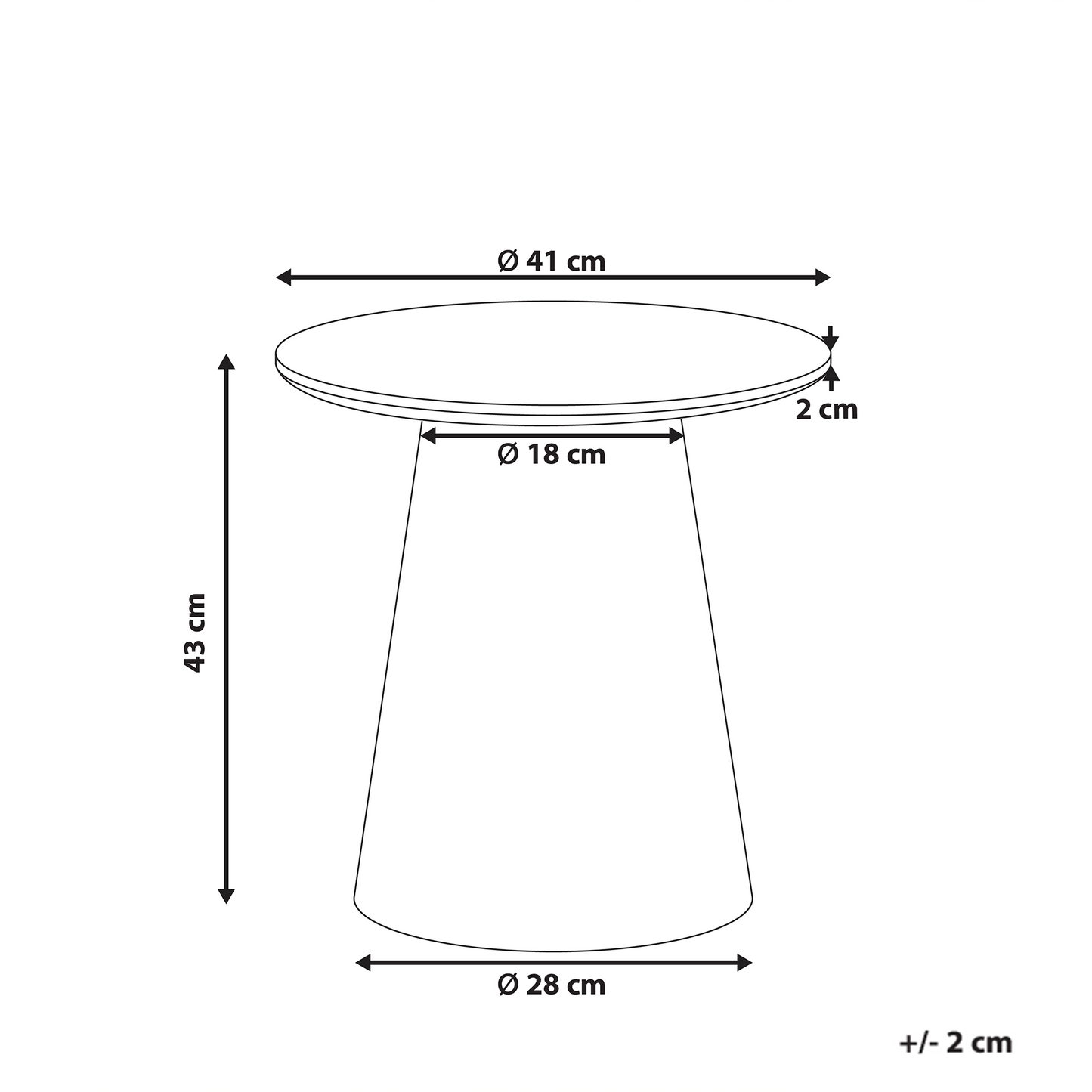 NordicNest Side Table Light Brown MDF Ash Veneer 41x41cm