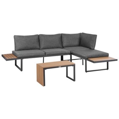 Garden Corner Sofa Set Grey Cushions 4 Seater