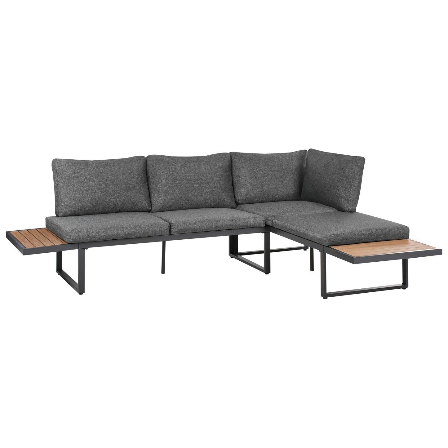 Garden Corner Sofa Set Grey Cushions 4 Seater
