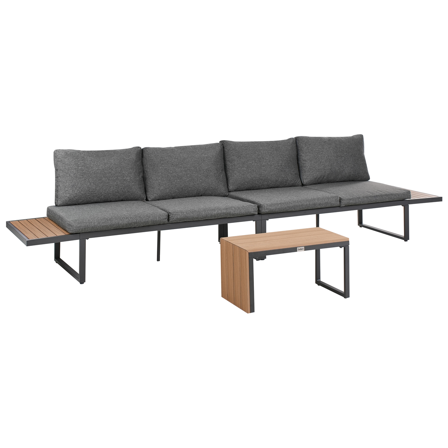 Garden Corner Sofa Set Grey Cushions 4 Seater