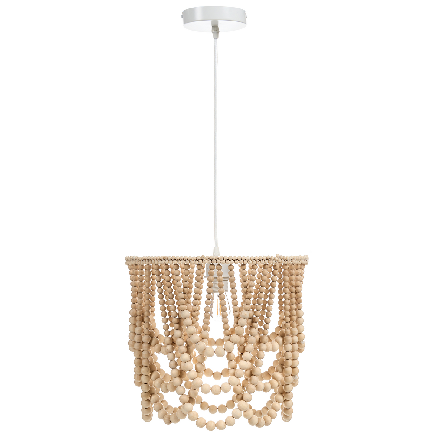 Handmade Chandelier Pendant Light Brown Rubberwood Beads