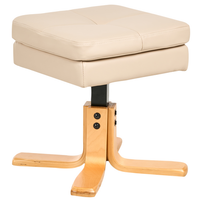 Swivel Recliner Armchair Beige Faux Leather With Footstool