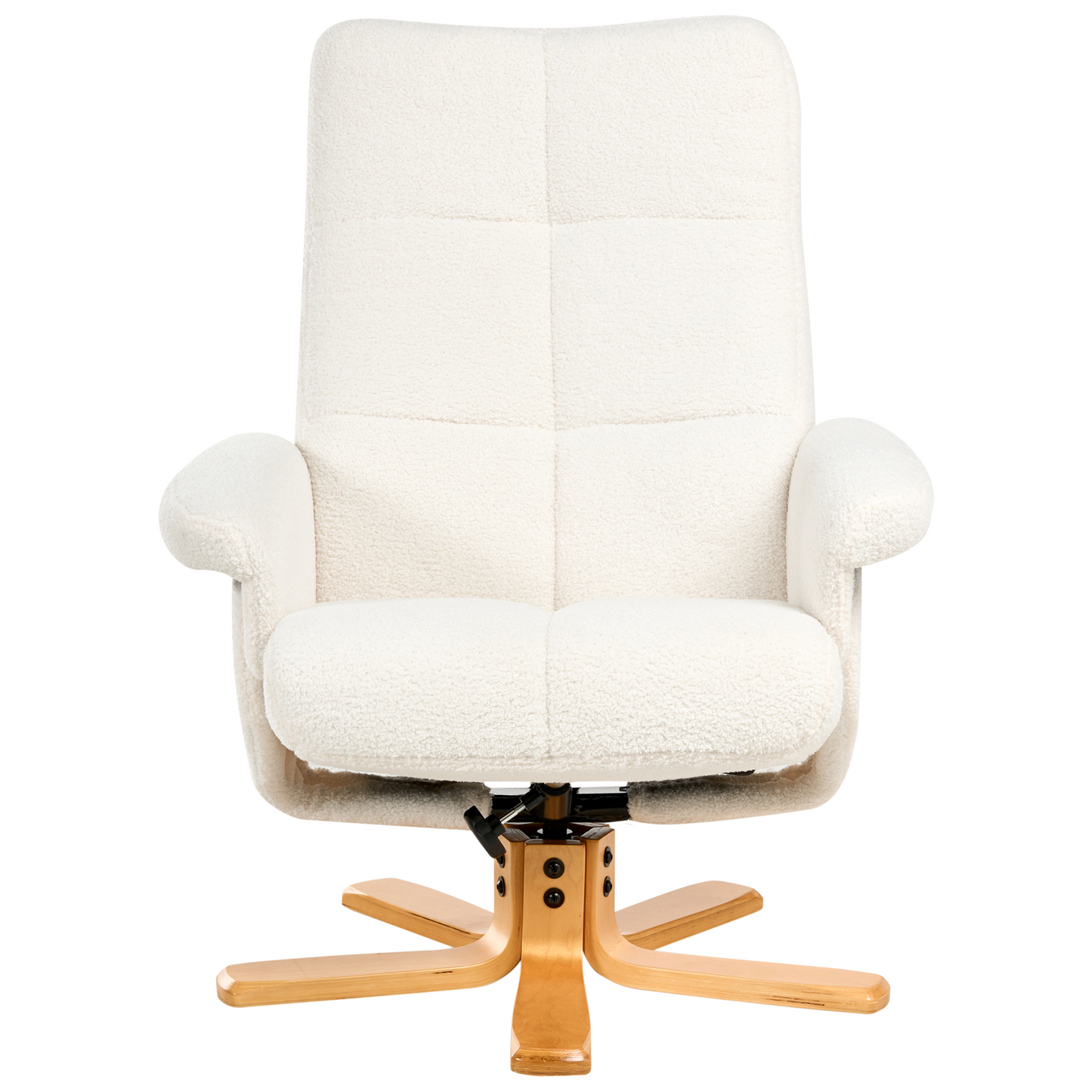 Recliner Armchair Off White Boucle With Swivel Footstool