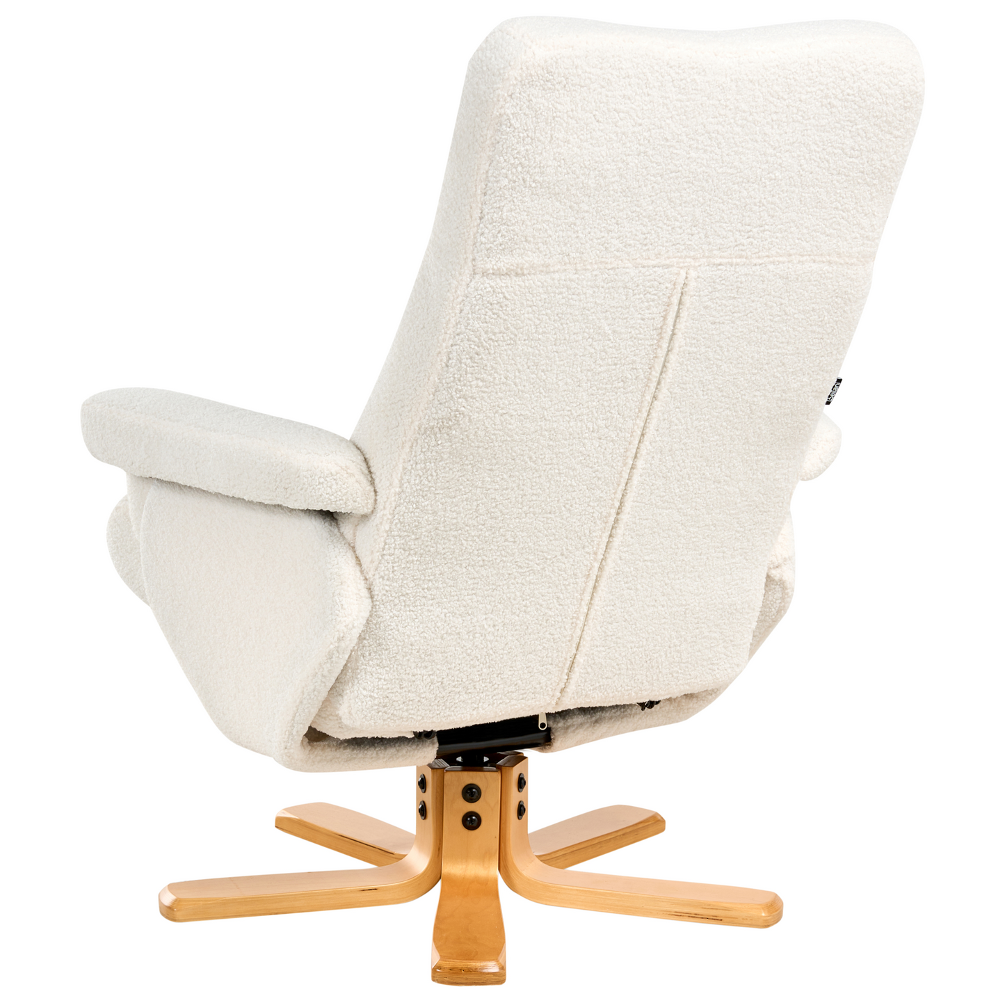 Recliner Armchair Off White Boucle With Swivel Footstool
