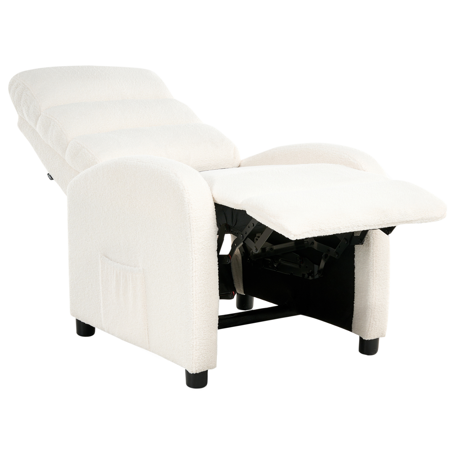 Off-White Boucl? Recliner Chair Manual Push-Back Retro