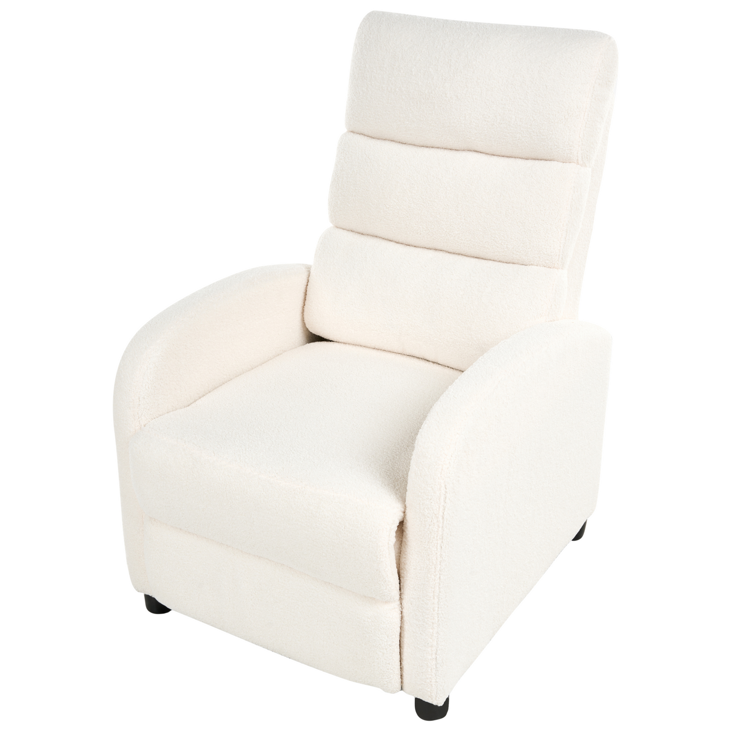 Off-White Boucl? Recliner Chair Manual Push-Back Retro