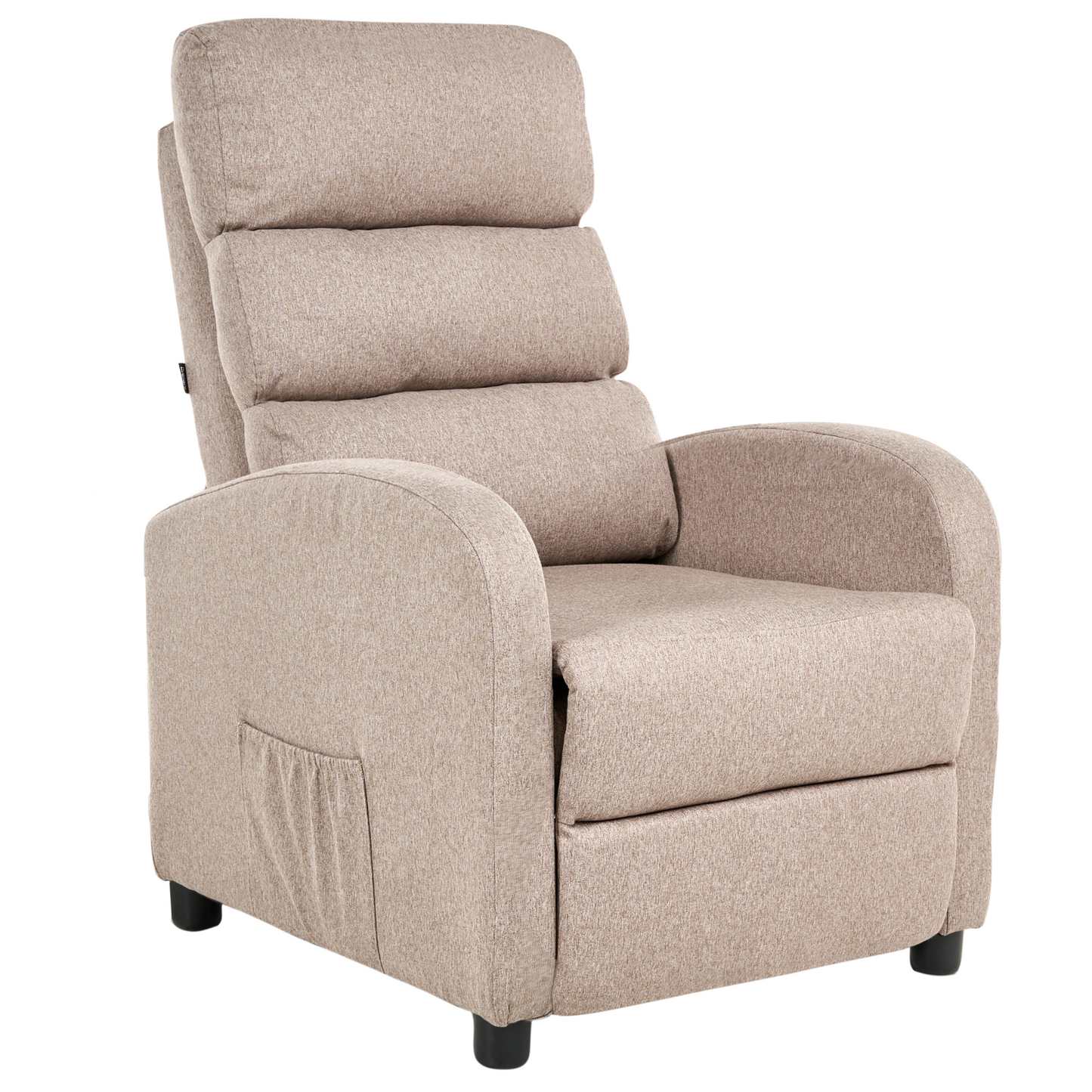 Recliner Chair Taupe Fabric Upholstery Retro Design Armchair