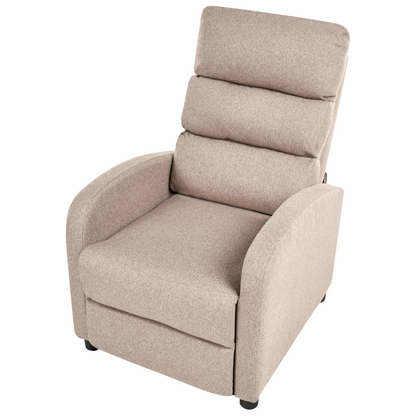 Recliner Chair Taupe Fabric Upholstery Retro Design Armchair