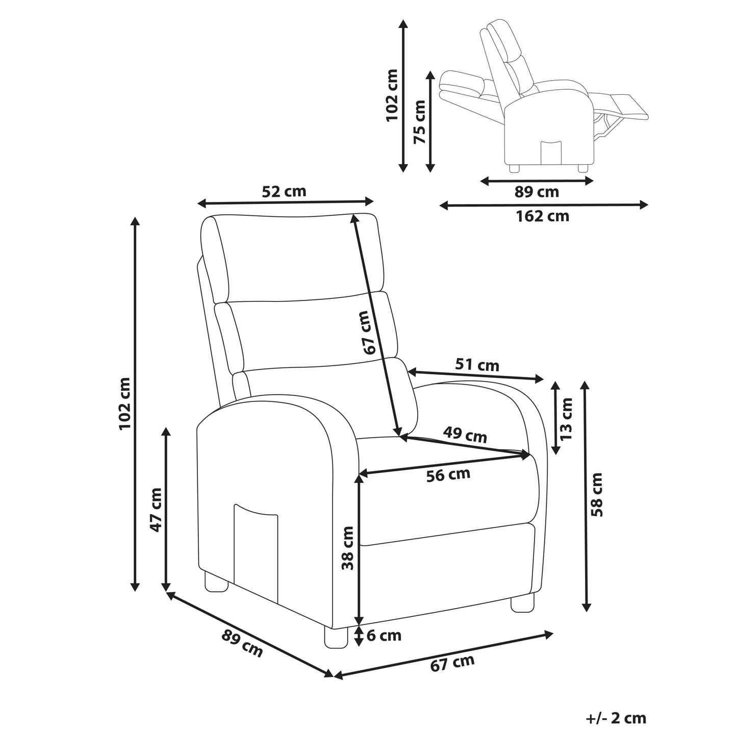 Recliner Chair Taupe Fabric Upholstery Retro Design Armchair
