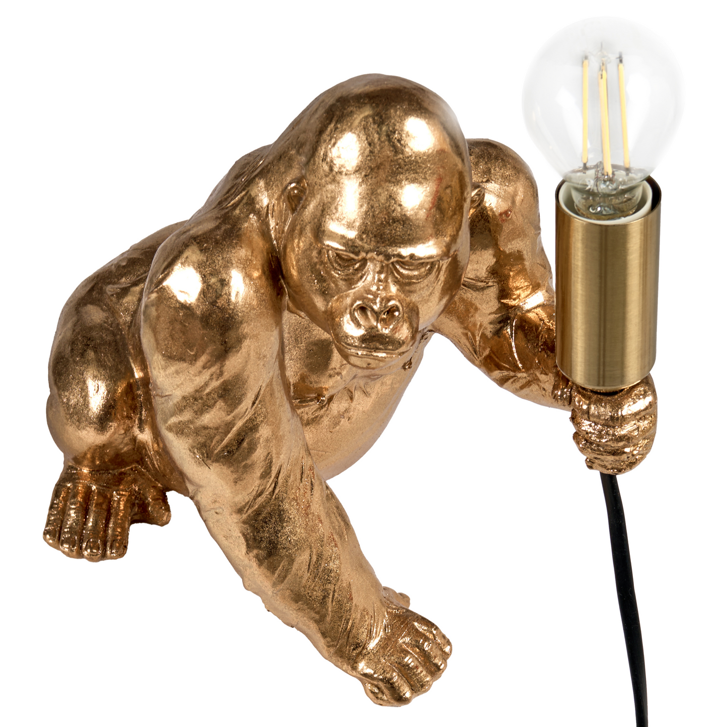 Gorilla Glam Table Lamp Gold Polyresin Animal Themed Bedside Light
