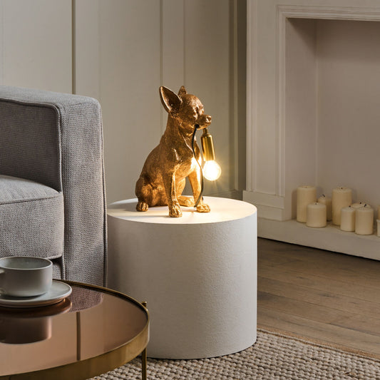 Gold Chihuahua Table Lamp Polyresin Bedside Light Dog Figurine For Living Room Bedroom Decor