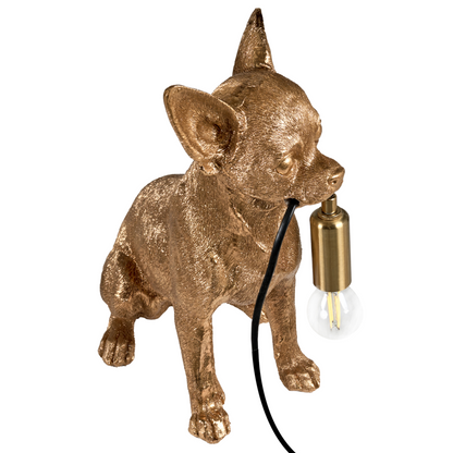 Gold Chihuahua Table Lamp Polyresin Bedside Light Dog Figurine For Living Room Bedroom Decor