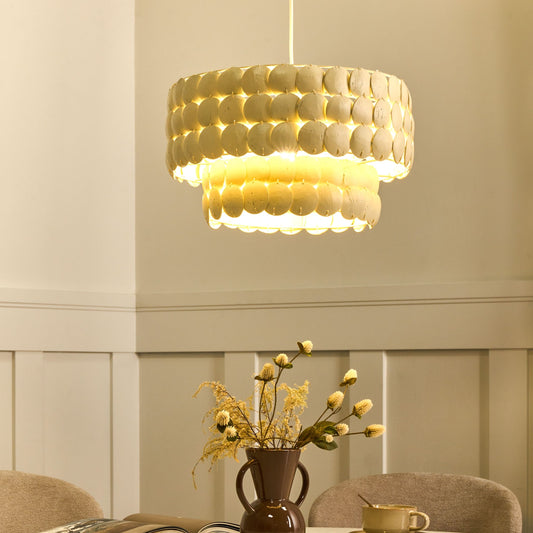 Natural CocoShells Chandelier Pendant Light Beige Boho Style Handcrafted Elegance