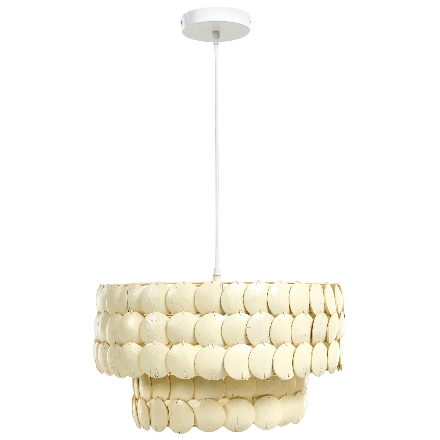 Natural CocoShells Chandelier Pendant Light Beige Boho Style Handcrafted Elegance