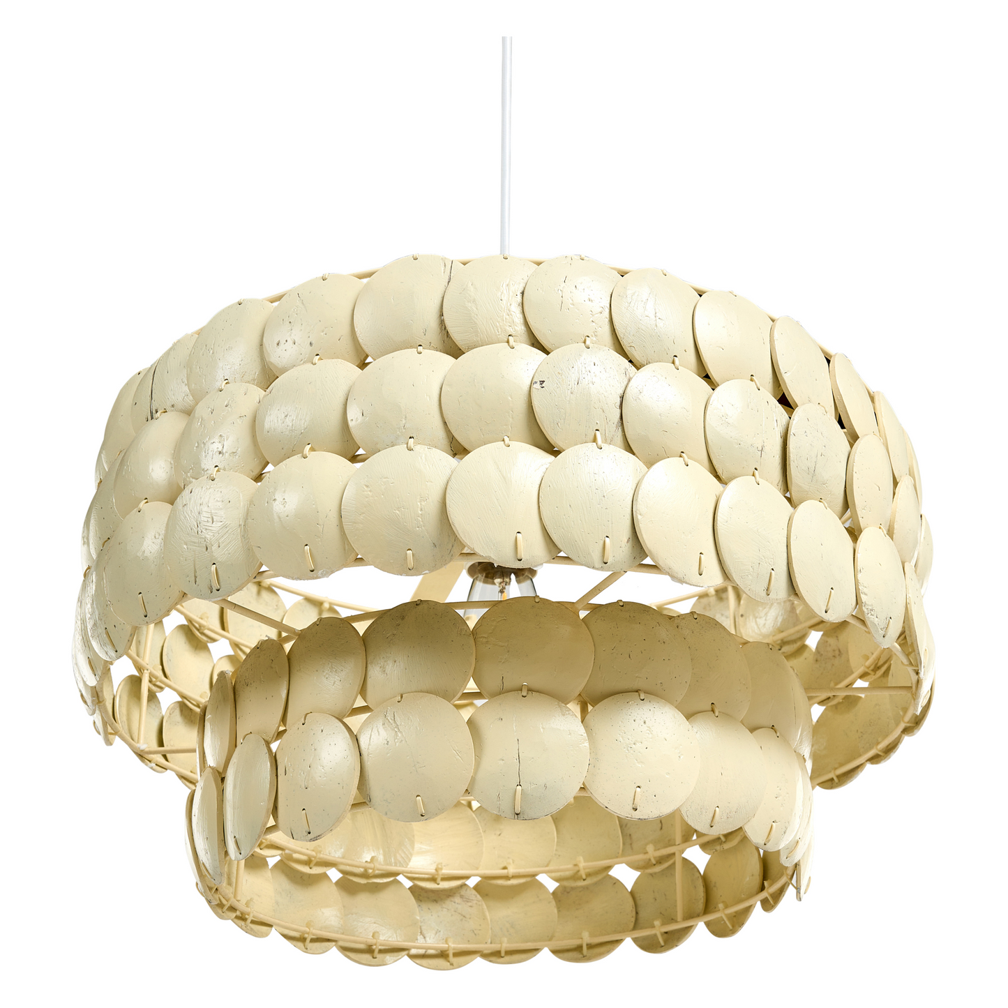 Natural CocoShells Chandelier Pendant Light Beige Boho Style Handcrafted Elegance