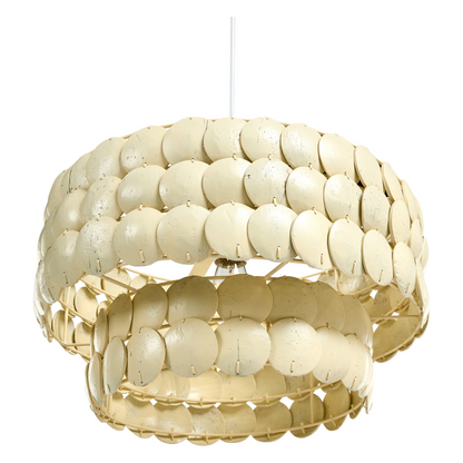 Natural CocoShells Chandelier Pendant Light Beige Boho Style Handcrafted Elegance