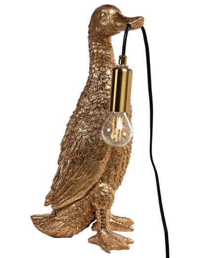 Gold Duck Table Lamp Polyresin Glam Bedside Light