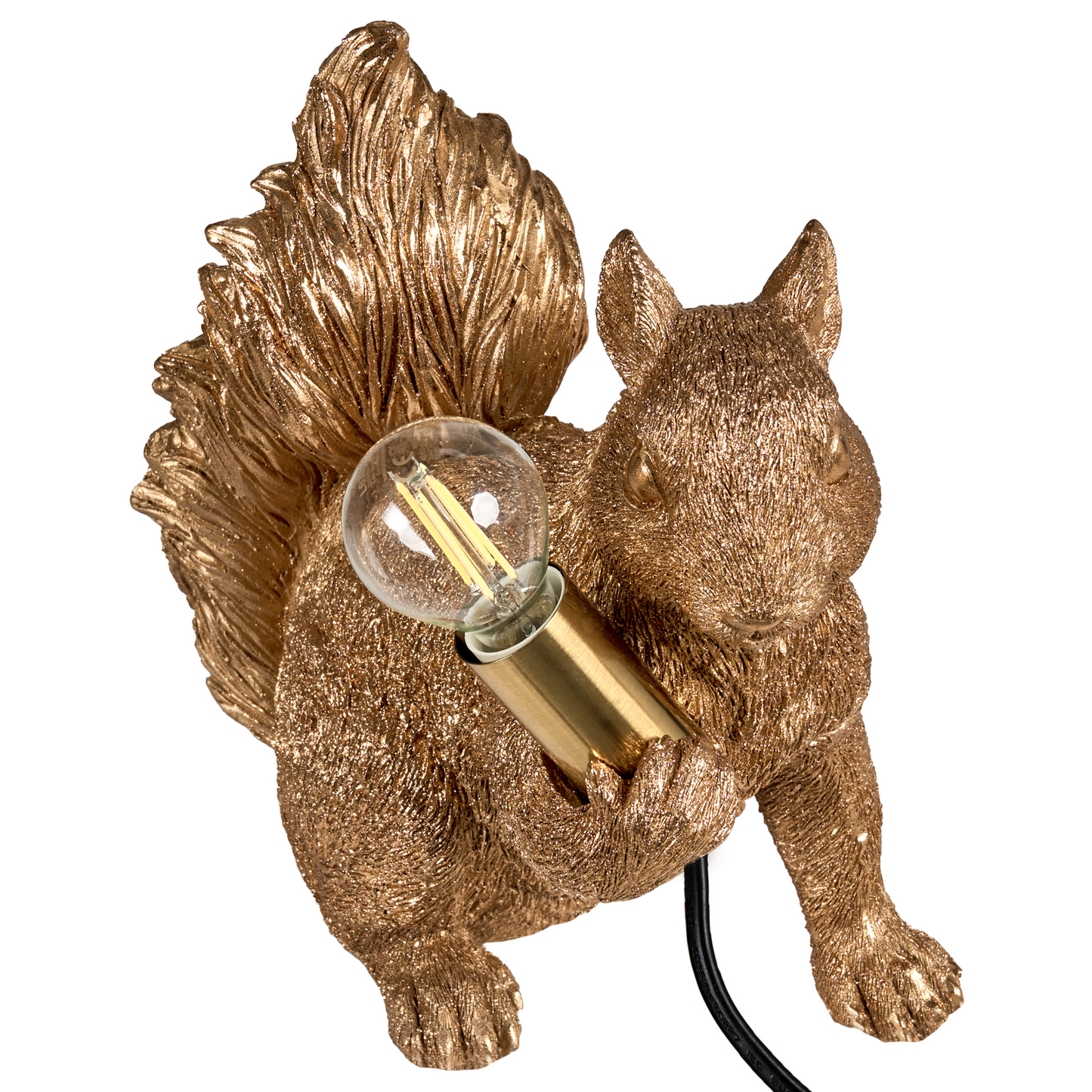 Glamora Squirrel Table Lamp Gold Polyresin Bedside Light