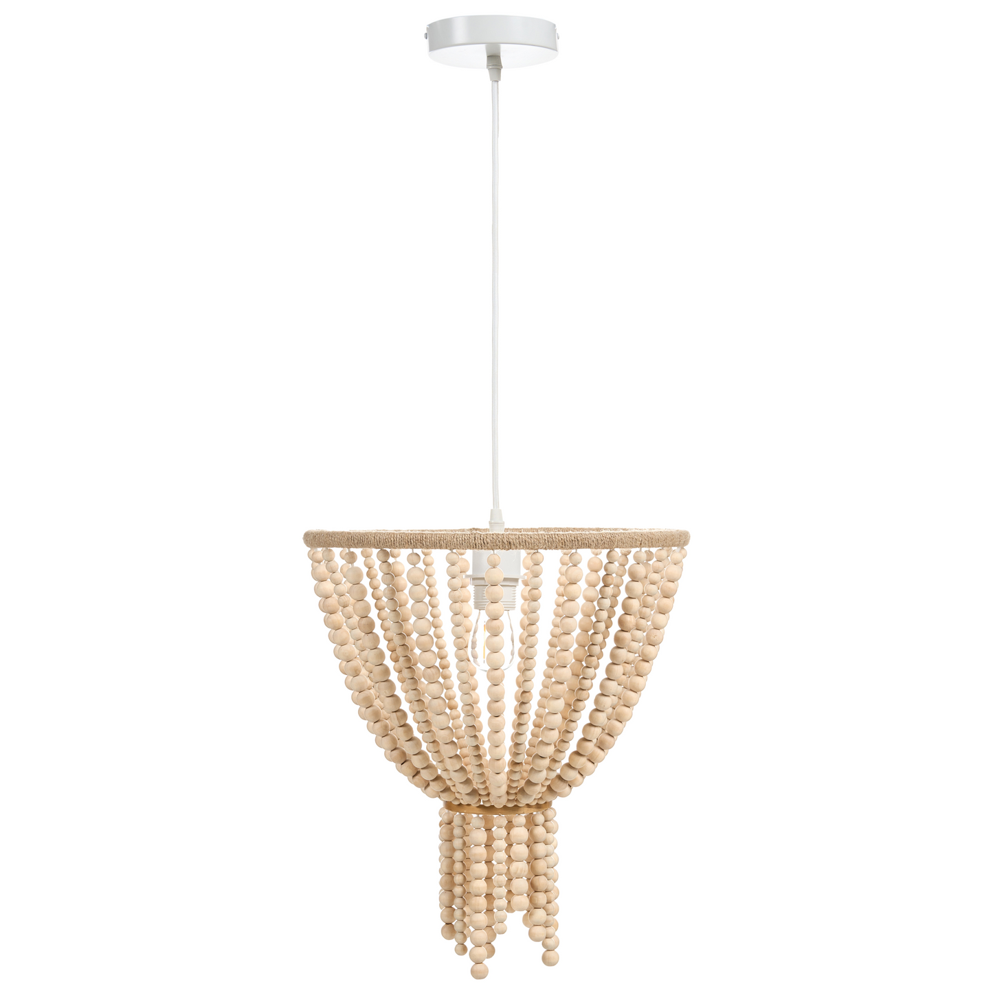 Light Brown Rubberwood Beads Chandelier Boho Pendant