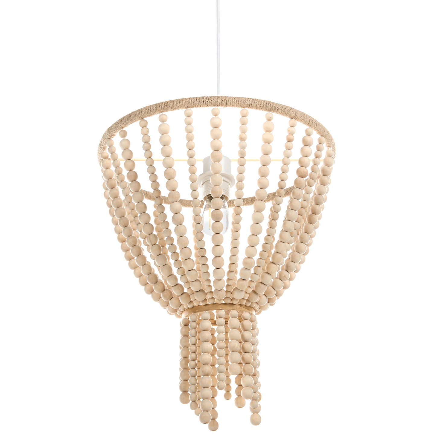 Light Brown Rubberwood Beads Chandelier Boho Pendant