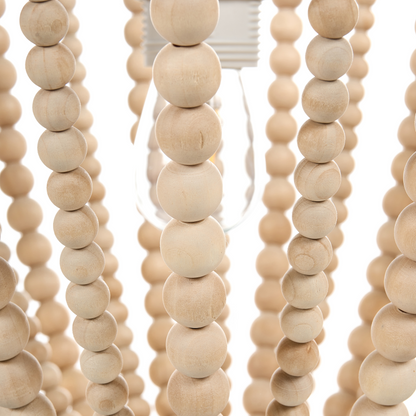 Light Brown Rubberwood Beads Chandelier Boho Pendant