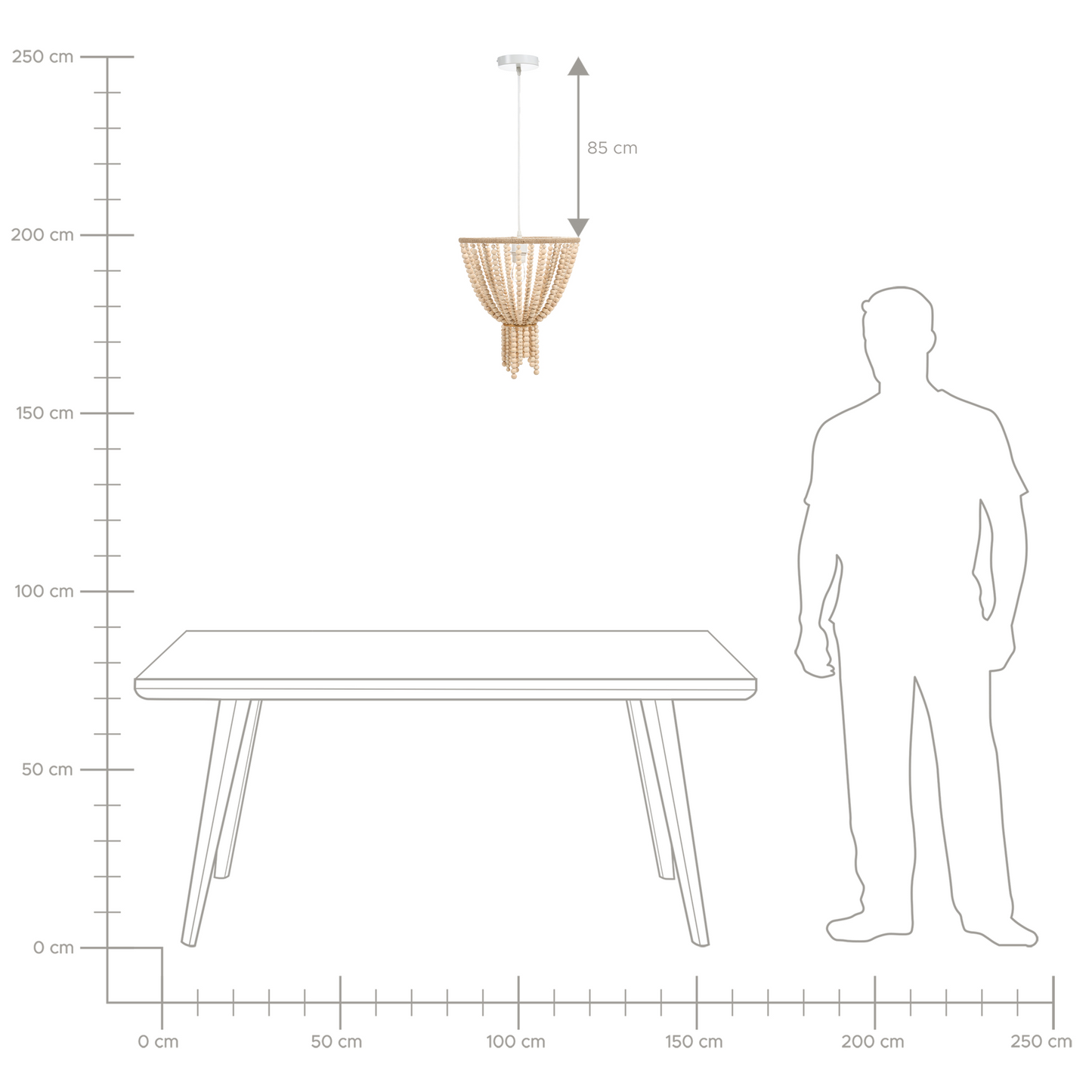 Light Brown Rubberwood Beads Chandelier Boho Pendant