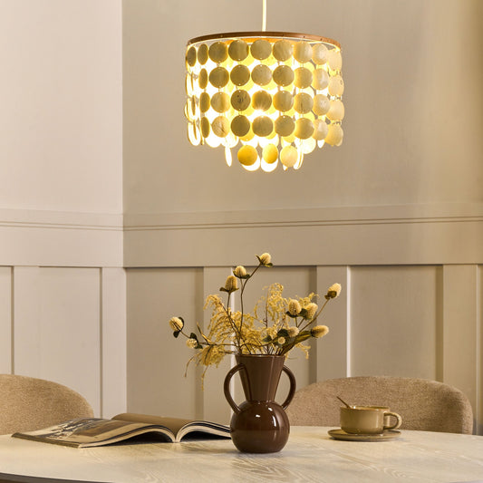 Coconut Shell Chandelier Pendant Lamp In Beige Handcrafted Boho Style With Warm Ambient Glow