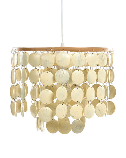 Coconut Shell Chandelier Pendant Lamp In Beige Handcrafted Boho Style With Warm Ambient Glow