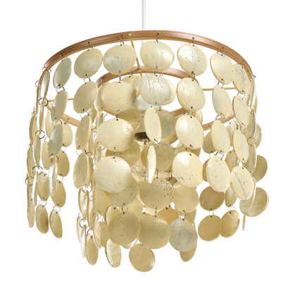 Coconut Shell Chandelier Pendant Lamp In Beige Handcrafted Boho Style With Warm Ambient Glow