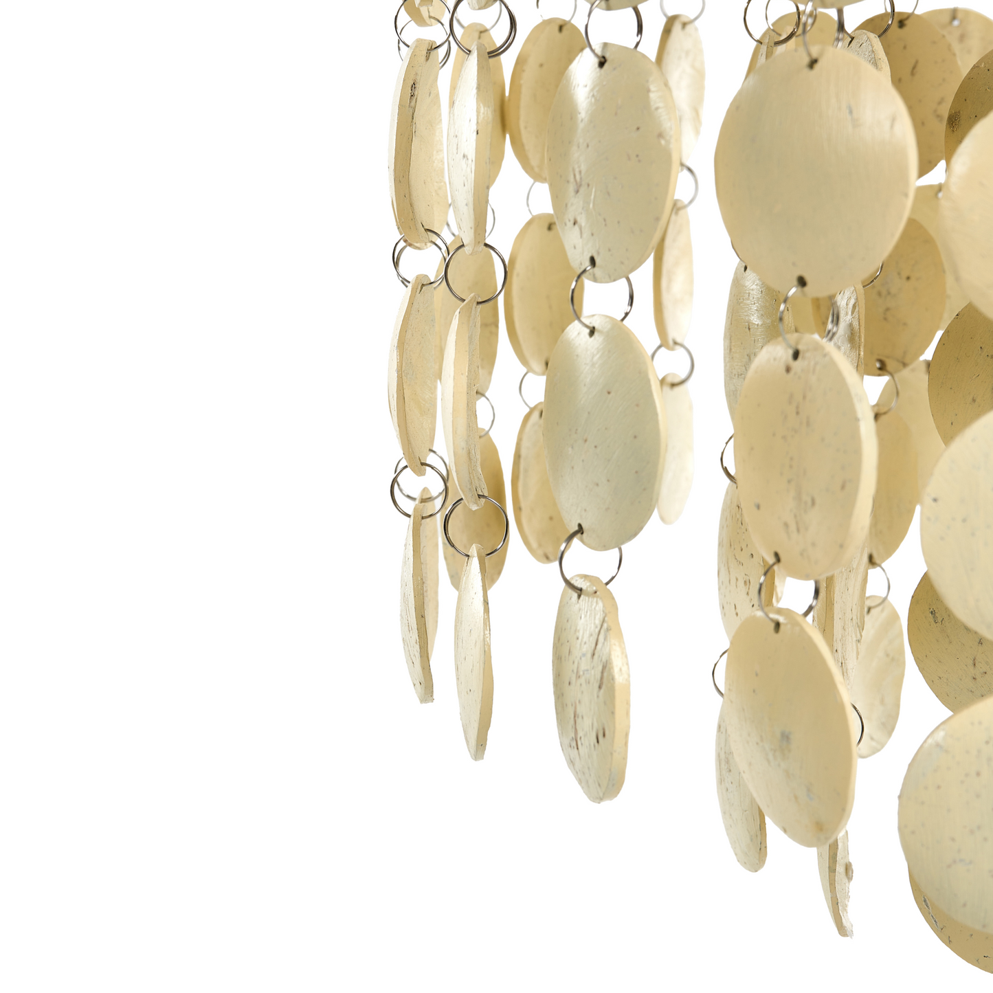 Coconut Shell Chandelier Pendant Lamp In Beige Handcrafted Boho Style With Warm Ambient Glow