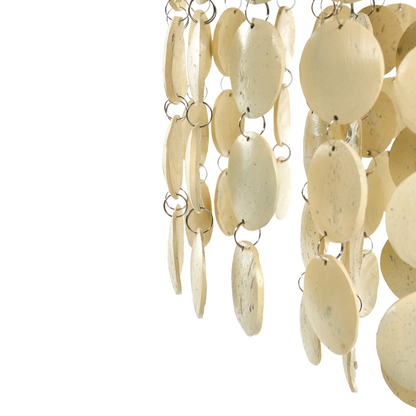 Coconut Shell Chandelier Pendant Lamp In Beige Handcrafted Boho Style With Warm Ambient Glow