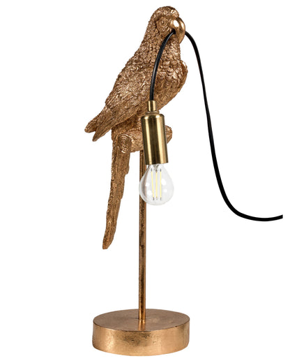 Parrot Table Lamp Gold Polyresin Bedside Light