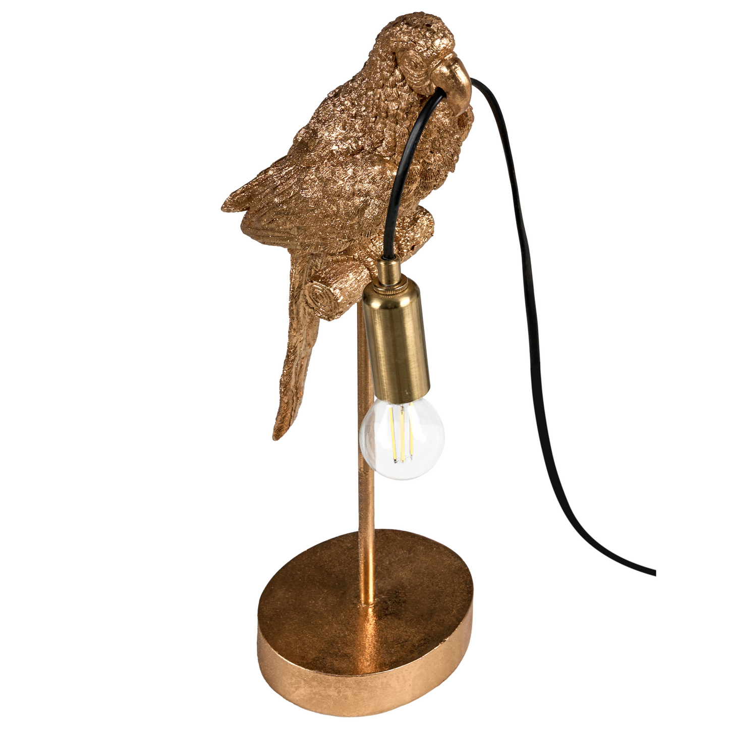 Parrot Table Lamp Gold Polyresin Bedside Light