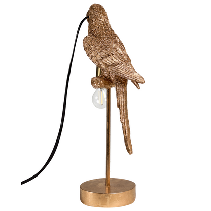 Parrot Table Lamp Gold Polyresin Bedside Light