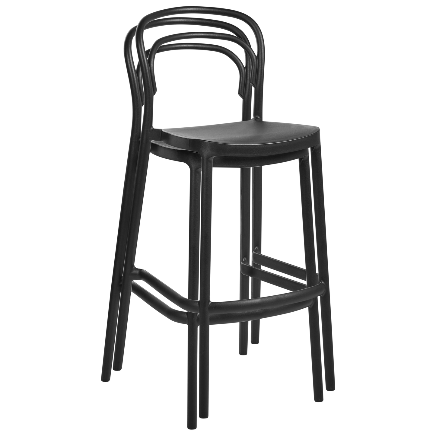Home Set Of 2 Black Plastic Bar Chairs Weather Resistant