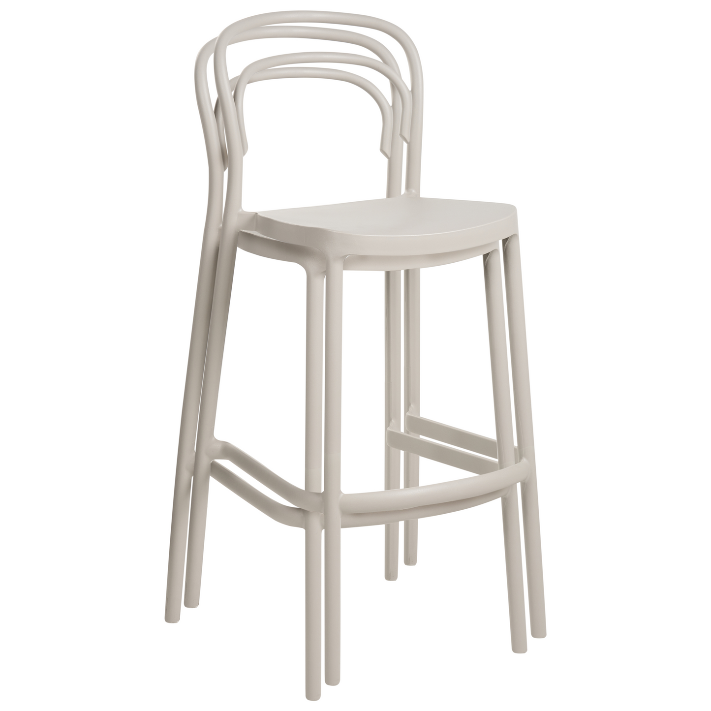 Beige Plastic Bar Chairs Set of 2 Weatherproof