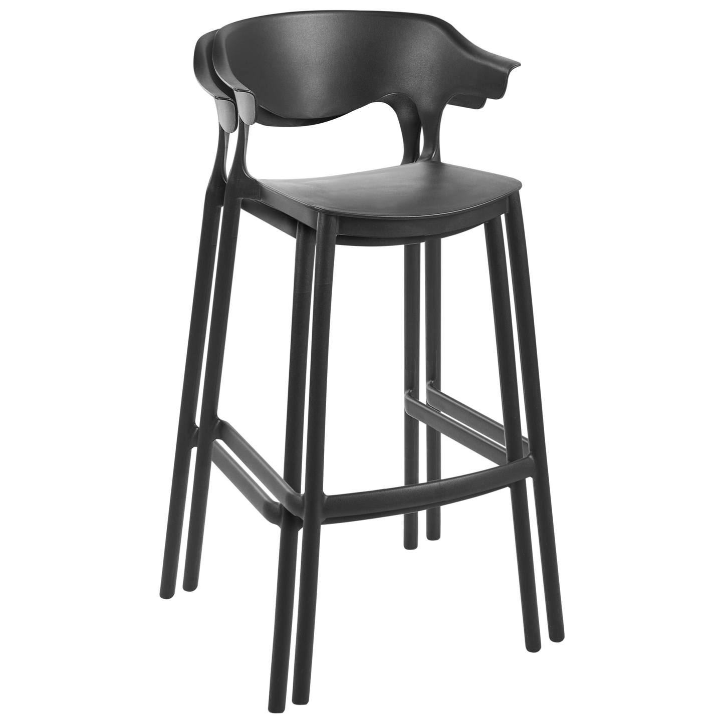 Garden Bar Chairs Set 2 Black Polypropylene Weather Resistant