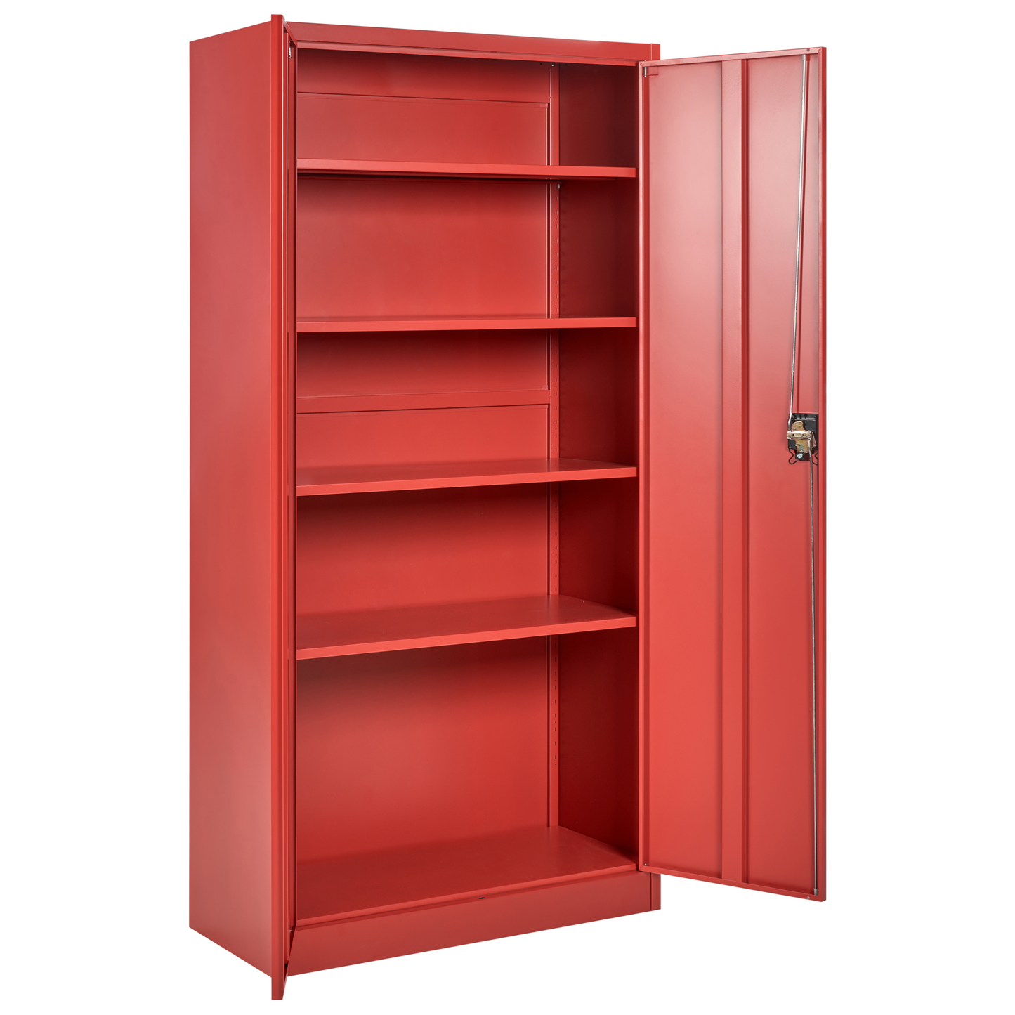 Red Steel Home Office Storage Cabinet 2 Doors 5 Shelves
