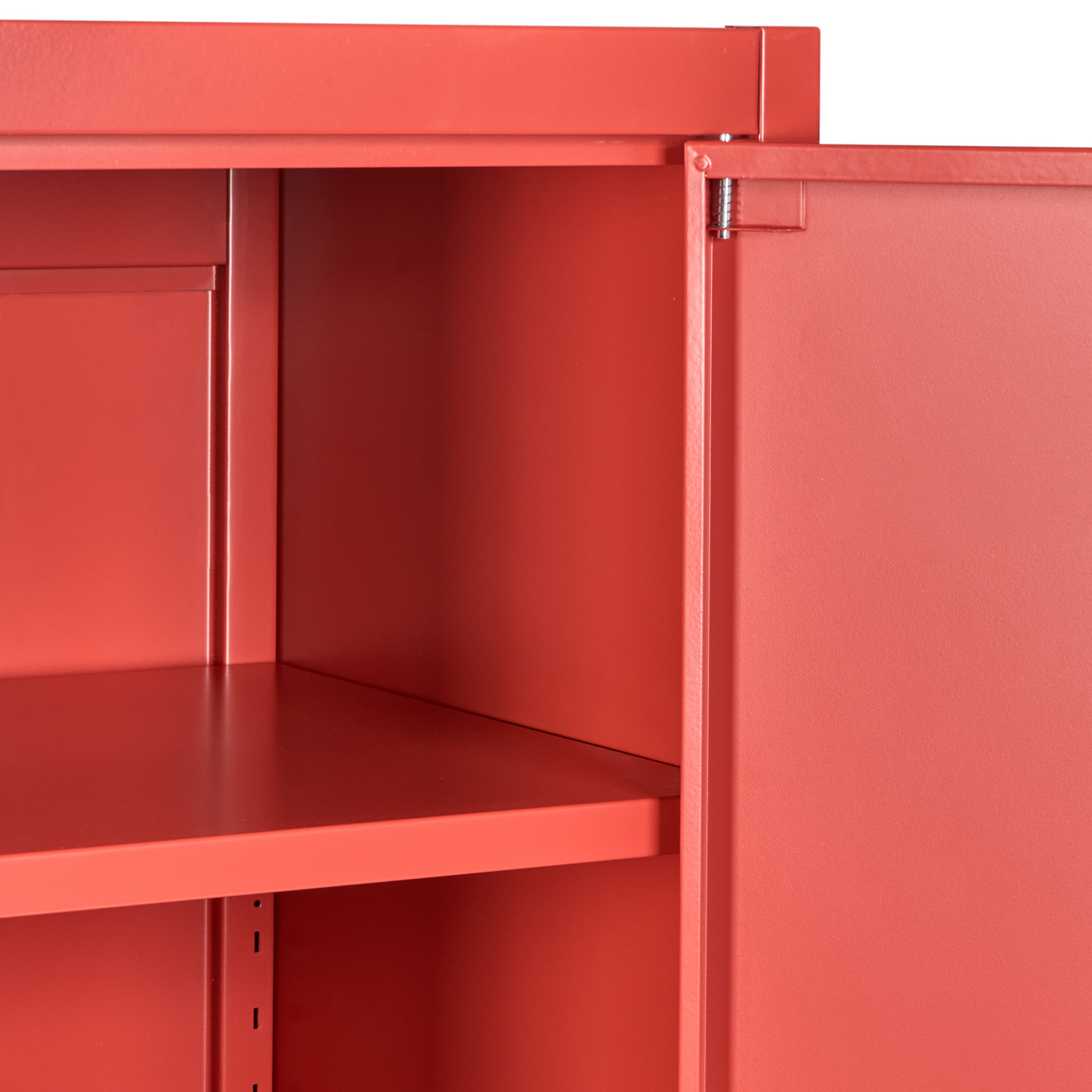 Red Steel Home Office Storage Cabinet 2 Doors 5 Shelves