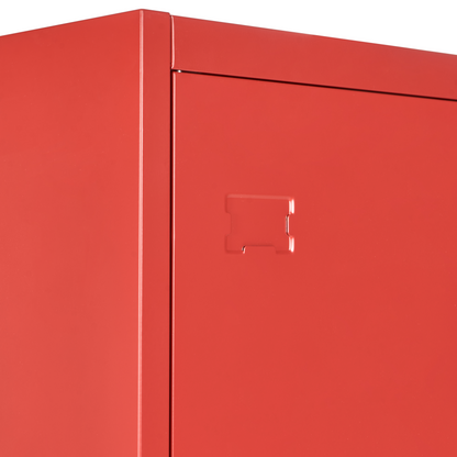 Red Steel Home Office Storage Cabinet 2 Doors 5 Shelves